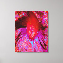 Lienzo Flor de Hibiscus Rojo Retro Trippy Psicodélico