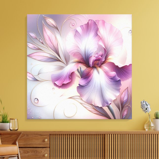 Lienzo Flor De Iris Con Aceite De Oro (Insitu (Sala de estar))