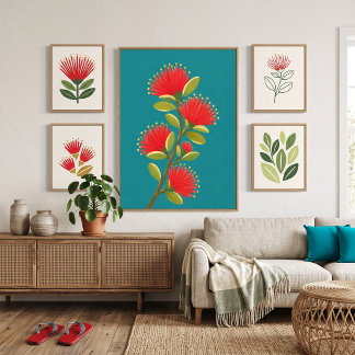 Lienzo Flor de lehua hawaiana pintada 1