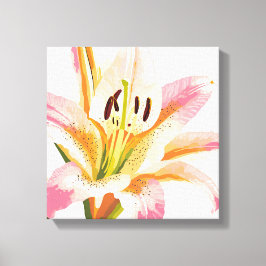 Lienzo Flor de lirio rosa | Pintura floral de acuarela