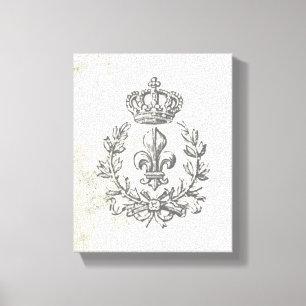 Lienzo Flor de lis del vintage y lona Corona-estirada