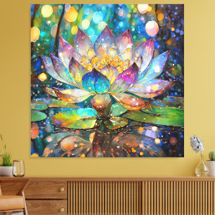 Lienzo Flor de Loto Iluminada en Floración