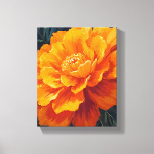 Lienzo Flor de Marigold Pintura Floral de Acuarela