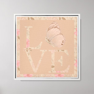 Lienzo Flor de mariposa rosa de amor rosa
