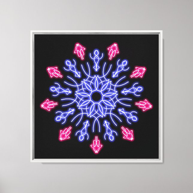 Lienzo Flor de neón azul y rojo (Anverso)