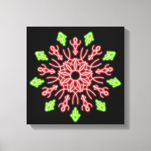 Lienzo Flor de neón roja y verde