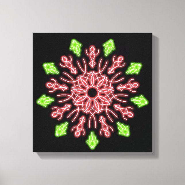 Lienzo Flor de neón roja y verde (Anverso)