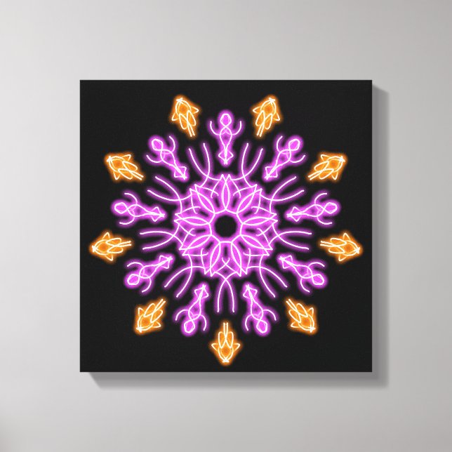 Lienzo Flor de neón rosa y naranja (Anverso)