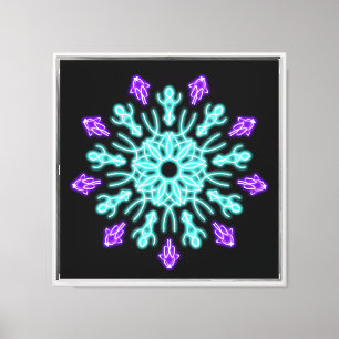 Lienzo Flor de neón turquesa y púrpura