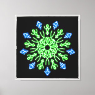 Lienzo Flor de neón verde y azul