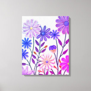 Lienzo Flor de papel y hilo: Flor silvestre 3D