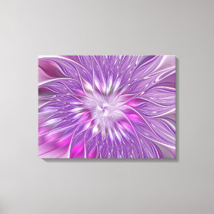 Lienzo Flor de pasión abstracta fractal rosa púrpura