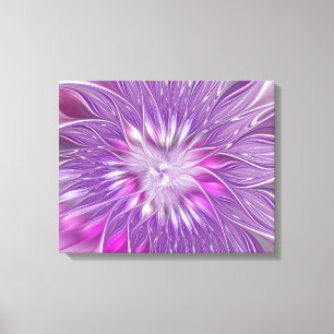 Lienzo Flor de pasión fractal abstracta rosa púrpura