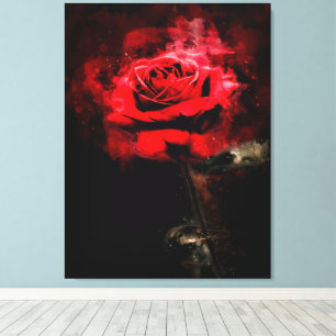 Lienzo Flor de rosa roja acuarela - bb