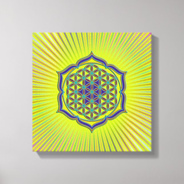 Lienzo Flor de vida / Blume des Lebens - Lotus Contour (Anverso)