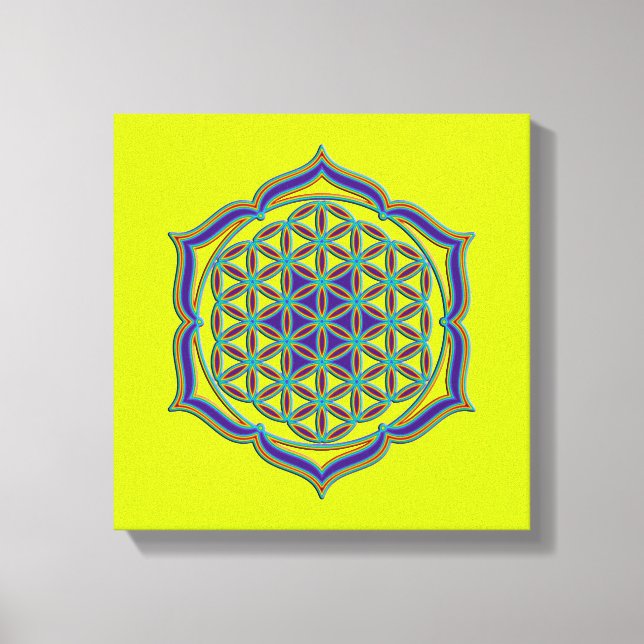 Lienzo Flor de vida / Blume des Lebens - Lotus Contour (Anverso)