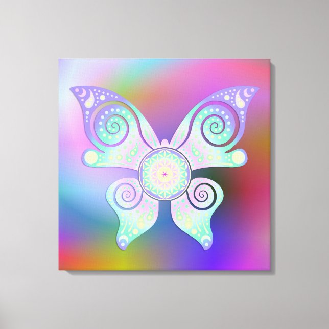 Lienzo Flor de vida / Blume des Lebens - mariposa (Anverso)
