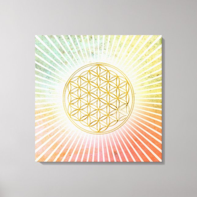 Lienzo Flor de vida / Blume des Lebens - oro (Anverso)