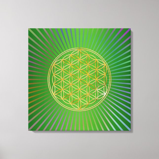 Lienzo Flor de vida / Blume des Lebens - oro (Anverso)