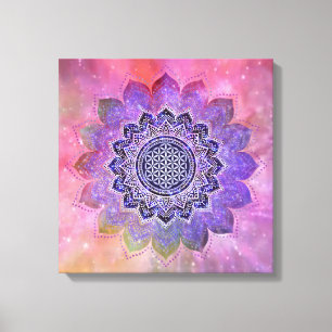 Lienzo Flor De Vida - Espacio De Galaxia De Estilo Vintag