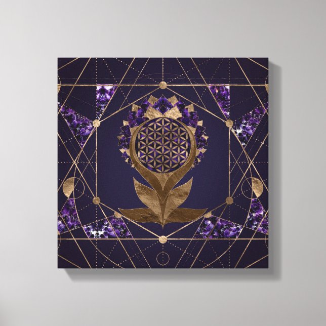 Lienzo Flor de vida Lotus - Ornamento sagrado de geometrí (Anverso)