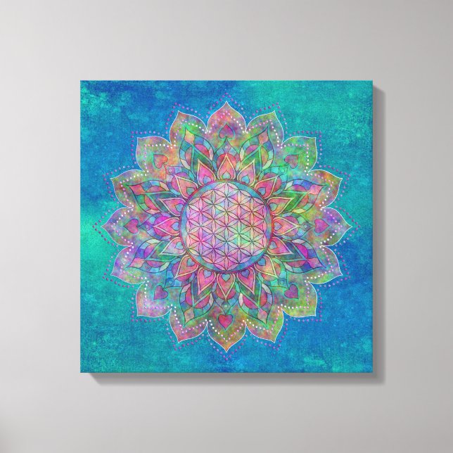 Lienzo Flor de vida - Mandala india 7c (Anverso)