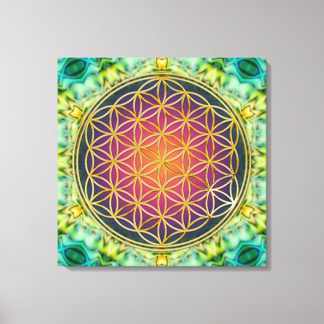 Lienzo Flor de vida - oro - fractal 2 (Anverso)