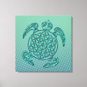 Lienzo Flor de vida / Turquesa azul de Líbano