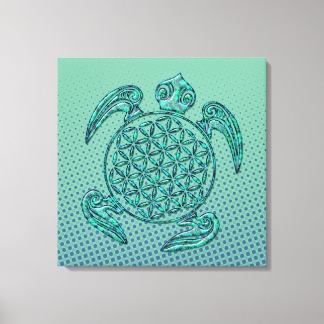 Lienzo Flor de vida / Turquesa azul de Líbano (Anverso)