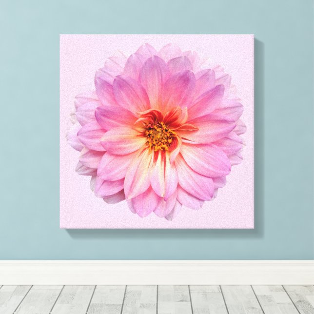 Lienzo Flor de Zinnia Rosa (Insitu (piso de madera))