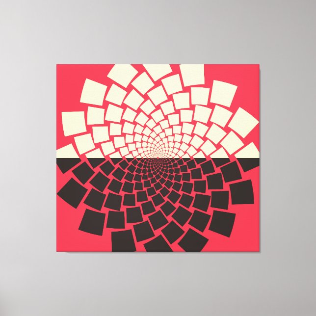 Lienzo Flor estilizada: marfil rojo negro (Anverso)