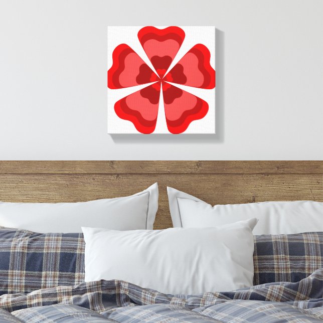 Lienzo Flor Estilizada Retro Roja (Insitu(Dormitorio))