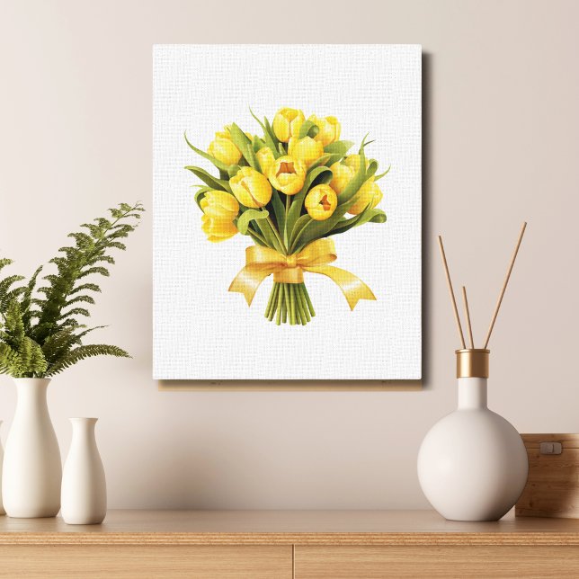 Lienzo Flor floral de tulipanes amarillos Bouquet (Yellow Tulips in a bouquet canvas wall art)