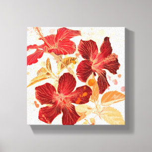 Lienzo Flor hibiscus - pintura acuarela