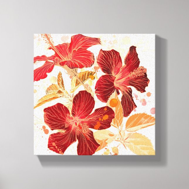 Lienzo Flor hibiscus - pintura acuarela (Anverso)