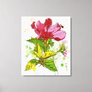 Lienzo Flor hibiscus - pintura acuarela 2