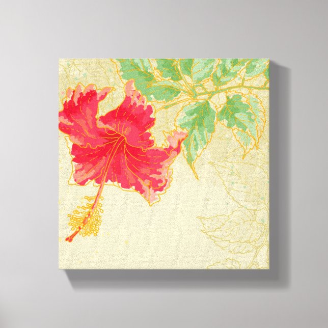 Lienzo Flor hibiscus sobre fondo tonificado (Anverso)