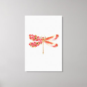 Lienzo Flor libélula con sakura de joyas