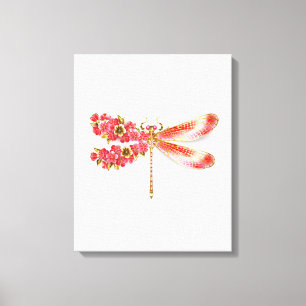 Lienzo Flor libélula con sakura de joyas