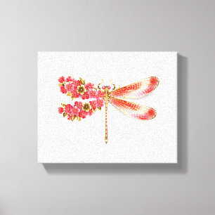 Lienzo Flor libélula con sakura de joyas