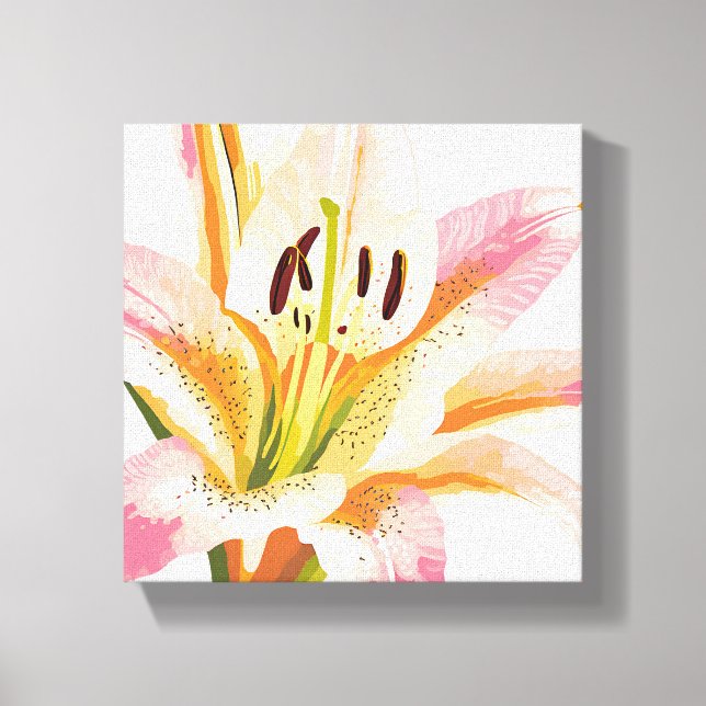Lienzo Flor Lirio Rosa | Pintura de acuarela floral (Anverso)