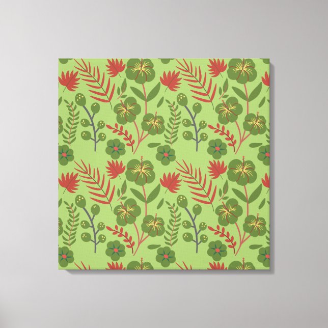 Lienzo Flor, rama, hoja, patrón inmaculado floral (Anverso)