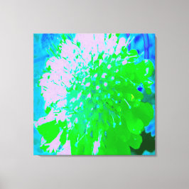 Lienzo Flor retro abstracta en lavanda y verde limón