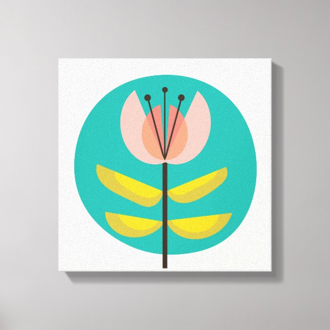 Lienzo Flor retro de medio siglo (Anverso)