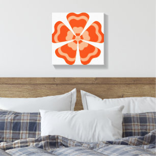 Lienzo Flor Retro Estilizada Naranja