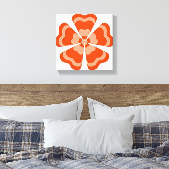 Lienzo Flor Retro Estilizada Naranja (Insitu(Dormitorio))