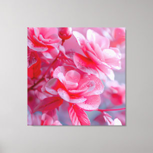 Lienzo Flor rosa Rubor Raindrop