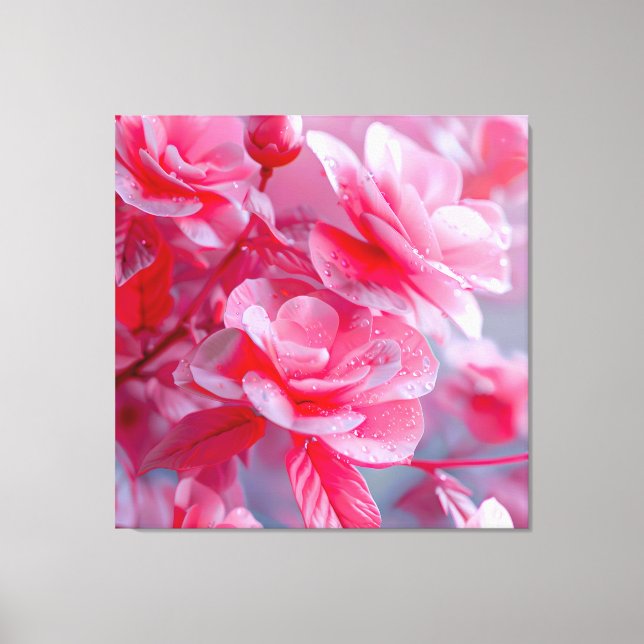 Lienzo Flor rosa Rubor Raindrop (Anverso)