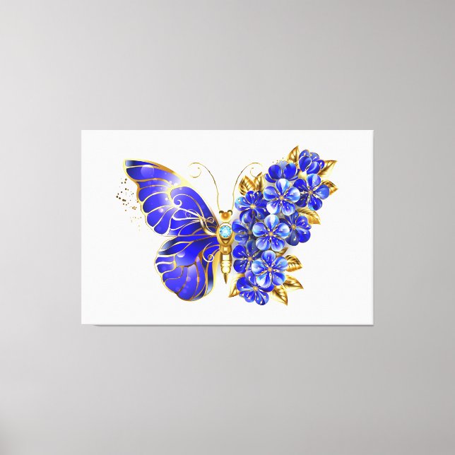 Lienzo Flor Sapphire Mariposa (Anverso)