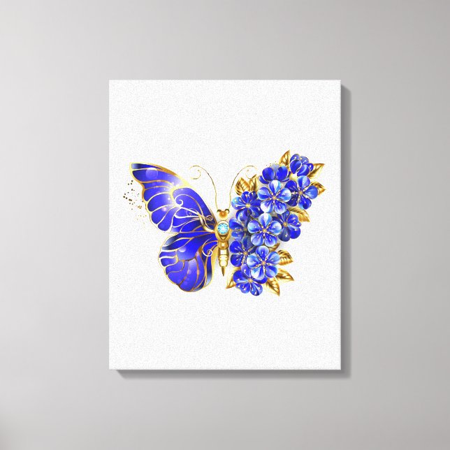 Lienzo Flor Sapphire Mariposa (Anverso)